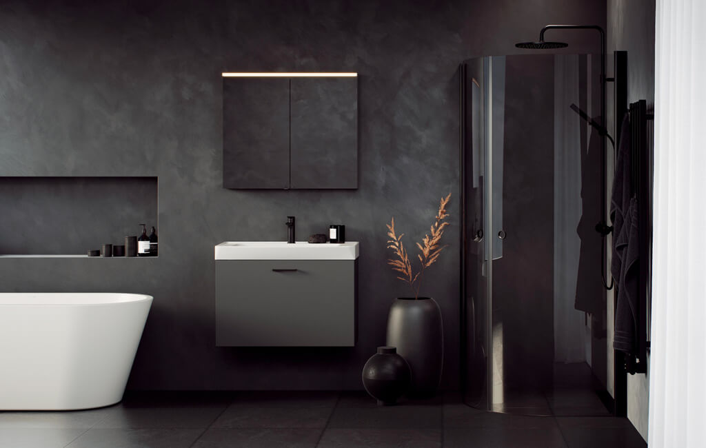 Svedbergs kommod tvättställ spegel badrum skapa skiffergrå